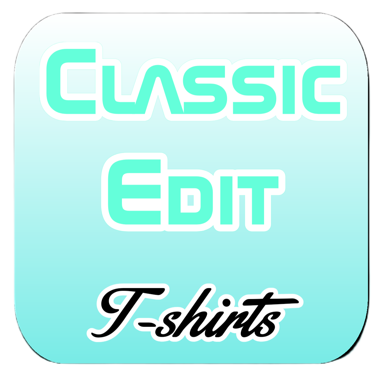 Three labels for t-shirts with text on a white background